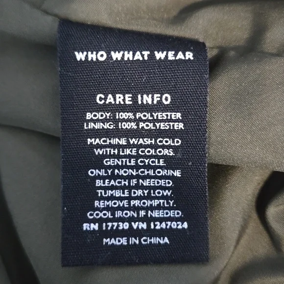 WHO WHAT WEAR Olive Bomber Jacket With Ruffles Bronze Zippered Pockets Sz LARGE - Picture 13 of 14